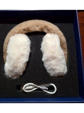 Aroma Season USB Rechargeable Faux Fur Ear Warmer Gray Winter Outdoor Sports